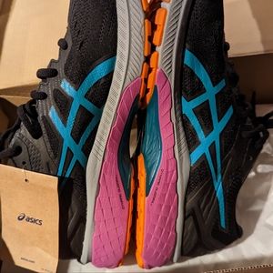 ASICS Women's Athletic Shoes - Black with Blue and Pink Highlights